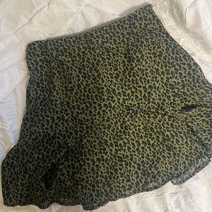 Francesca’s Green Leopard Skirt